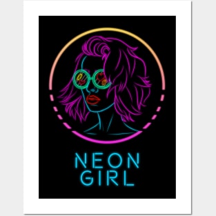 Neon Girl Posters and Art